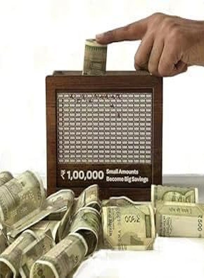 TECH LOGO ELECTRONICS Wooden Money/Piggy Bank, Money Box, Coin Box with Carved Design for Kids/Children, Savings Challenge Box, Cash Vault Wooden Savings Box,Wooden Piggy Bank,Money Save Box Smash - Image 2